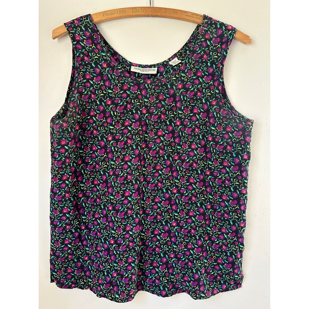 Vintage Amanda Smith Petites 100% Silk‎ Floral Tank Top Petites 4P Fairycore